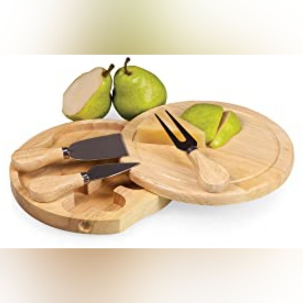 TOSCANA - Picnic Time Brand Brie 7-1/2-Inch Cheese Board with Cheese Too…